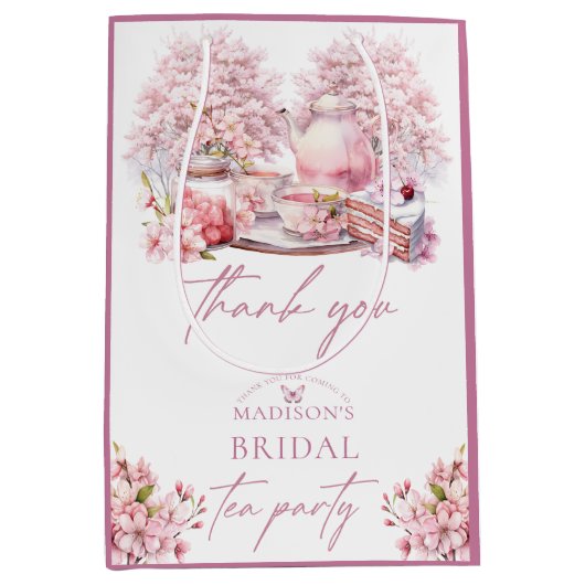 エレガントな桜の花のブライダルティー ミディアムペーパーバッグ (正面)