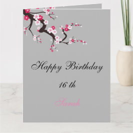 エレガントな桜の花ピンクと白の花の誕生日 カード