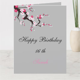 エレガントな桜の花ピンクと白の花の誕生日 カード