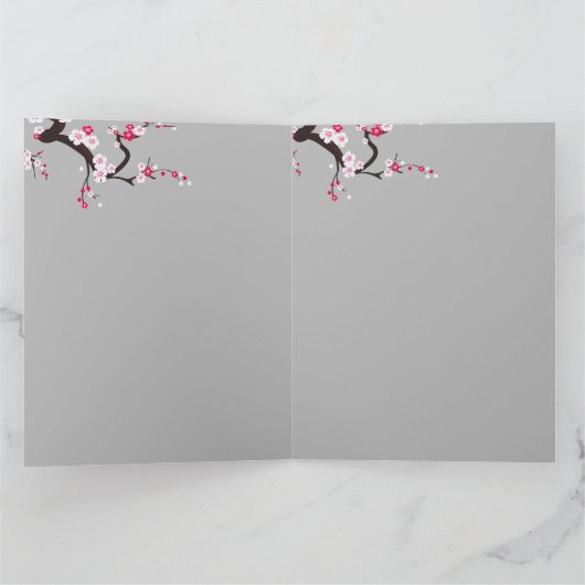 エレガントな桜の花ピンクの白い花の誕生日 カード (内部)