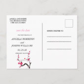 エレガントな桜の花ピンクの花の結婚式のお知らせ 案内ポストカード (裏面)