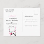 エレガントな桜の花ピンクの花の結婚式の招待状のご案内 案内ポストカード (裏面)