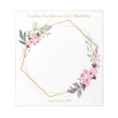 エレガントな桜の花 21歳の誕生日パーティーのお土産 ノートパッド (正面)