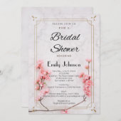 エレガントな桜ピンクのウェディングシャワーパーティー 招待状 (正面/裏面)