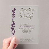 エレガントな梅の水彩ボタニカル 70歳の誕生日 アクリル招待状 (インサイチュ (ポータブル))