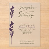 エレガントな梅の水彩ボタニカル 70歳の誕生日 アクリル招待状 (正面)