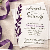 エレガントな梅の水彩ボタニカル 70歳の誕生日 アクリル招待状