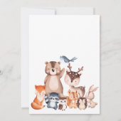 エレガントな森の動物と森林の友達のベビーシャワー 招待状 (裏面)