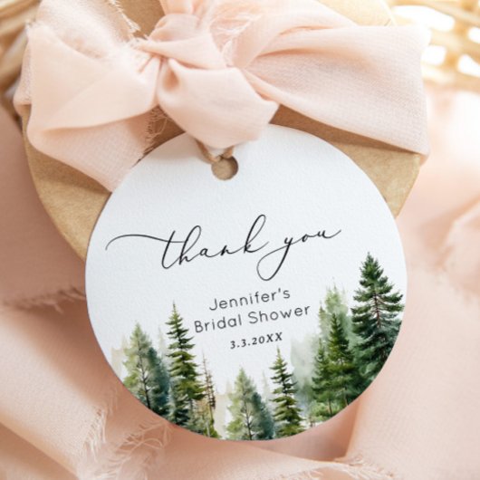 エレガントな森の松の木 ウェディング ブライダル サンクス フェイバータグ