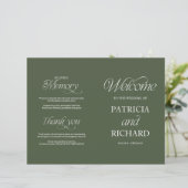 エレガントな森の緑のDIY結婚式折りたたみプログラム (スタンド正面)