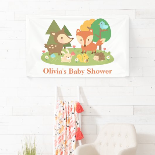 エレガントな森林動物のベビーシャワーの旗 横断幕 (インサイチュ)