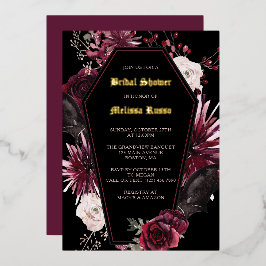 エレガントな棺の薔薇 ブライダルシャワー ホイル招待状 箔招待状