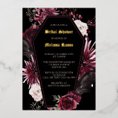エレガントな棺の薔薇 ブライダルシャワー ホイル招待状 箔招待状 (正面)