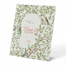 エレガントな植物と鳥のスタンド看板