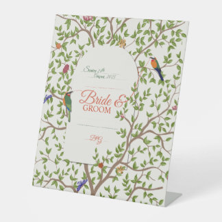 エレガントな植物と鳥のスタンド看板 台座サイン