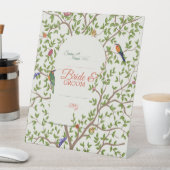 エレガントな植物と鳥のメニュー テンプレート 台座サイン (インサイチュ)