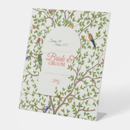 エレガントな植物と鳥のメニュー テンプレート 台座サイン