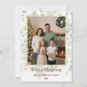 エレガントな植物のクリスマスファミリーフォトコラージュ シーズンカード (正面)