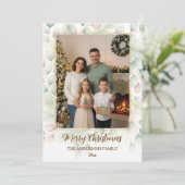 エレガントな植物のクリスマスファミリーフォトコラージュ シーズンカード (スタンド正面)