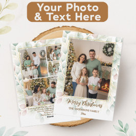 エレガントな植物のクリスマスファミリーフォトコラージュ シーズンカード