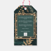 エレガントな植物のクリスマス コーポレート ビジネス ギフトタグ (裏面)