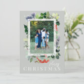 エレガントな植物のグリーン写真ホリデーカード シーズンカード (スタンド正面)