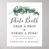 エレガントな植物のブーケ ウェディング フォトブース サイン (正面)