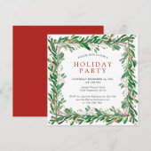 エレガントな植物のホリデーパーティーの招待状 招待状 (正面/裏面)