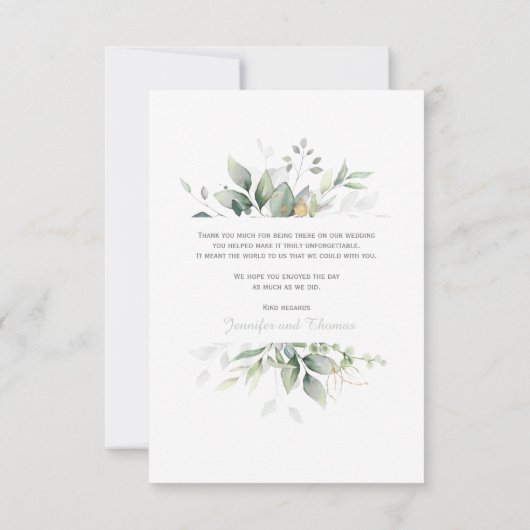 エレガントな植物のユーカリの新緑多肉植物 サンキューカード (裏面)