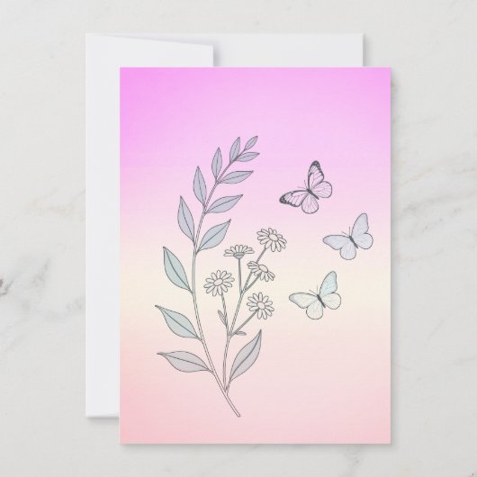 エレガントな植物のラインアートのキンセアニエラ招待状 招待状 (裏面)