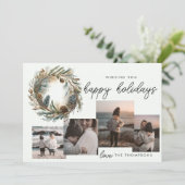 エレガントな植物のリース　ハッピー ホリデー　クリスマス シーズンカード (スタンド正面)