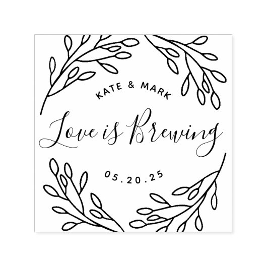 エレガントな植物の愛が育まれている ウェディングギフト セルフインキングスタンプ (デザイン)