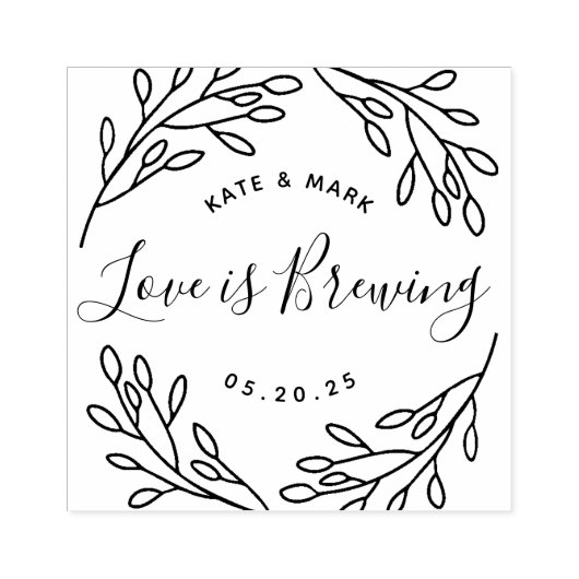 エレガントな植物の愛が育まれている ウェディングギフト ラバースタンプ (インプリント)