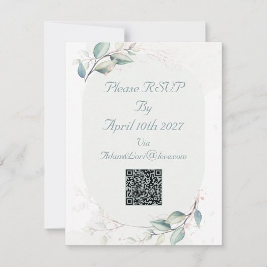 エレガントな植物の愛をテーマにした結婚式 出欠カード (正面)