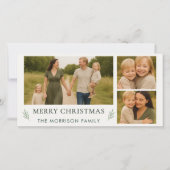 エレガントな植物の楽しいクリスマス３枚の写真 シーズンカード (正面)