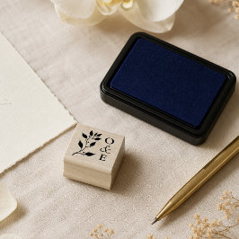 エレガントな植物の結婚式のモノグラム ラバースタンプ