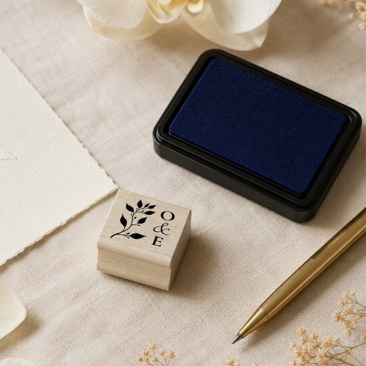 エレガントな植物の結婚式のモノグラム ラバースタンプ