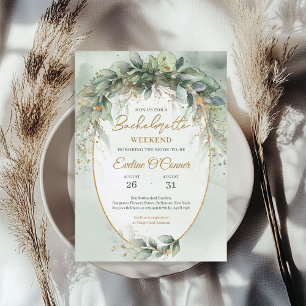 エレガントな植物の緑のユーカリゴールド幾何学 招待状