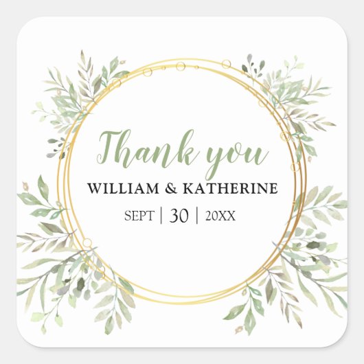 エレガントな植物の緑豊かさ スクエアシール (正面)