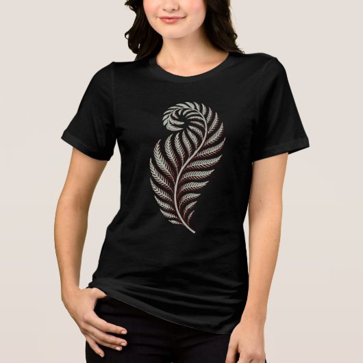 エレガントな植物の羽状葉 トライブレンドTシャツ (正面)
