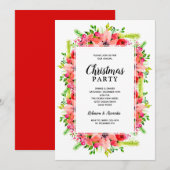 エレガントな植物の花のクリスマスパーティー 招待状 (正面/裏面)