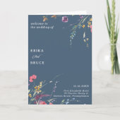 エレガントな植物の花の折りたたみ式結婚式 プログラム (正面)