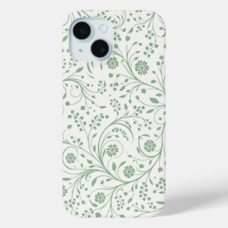 エレガントな植物の花柄 – ミニマルな自然 iPhone 15ケース
