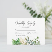 エレガントな植物の葉のウェディング招待状 出欠カード (スタンド正面)