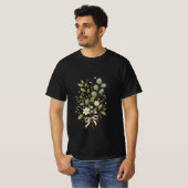 エレガントな植物の葉の花柄 Tシャツ (正面フル)