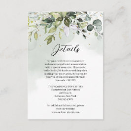 エレガントな植物グリーンのユーカリゴールドディテール エンクロージャーカード