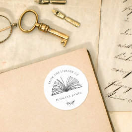 エレガントな植物デザイン 名前入れ図書館ラベル ラウンドシール