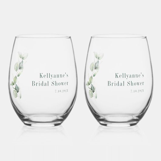 エレガントな植物モダン ブライダルシャワー パーティー ステムなしワイングラス (正面)