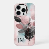 エレガントな植物モノグラム ローズゴールド iPhoneケース (裏面)