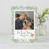 エレガントな植物写真のヴィンテージクリスマスホワイト シーズンカード (スタンド正面)